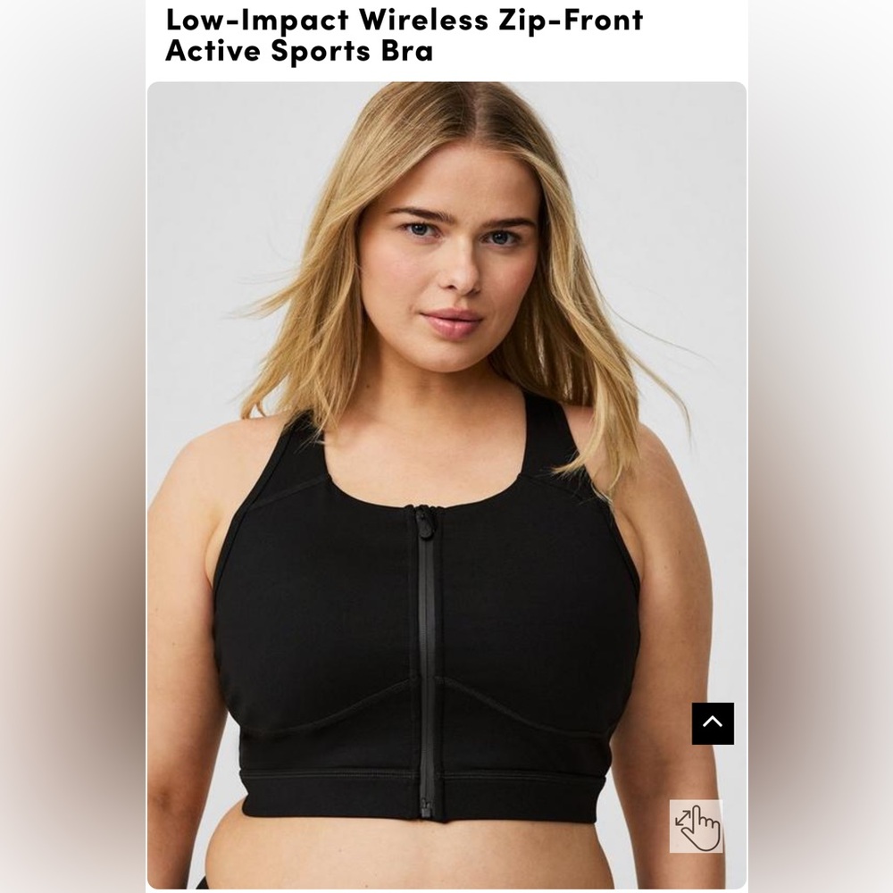 Torrid Low-Impact Wireless Zip-Front Active Sports Bra, Size 1, New with Tags.